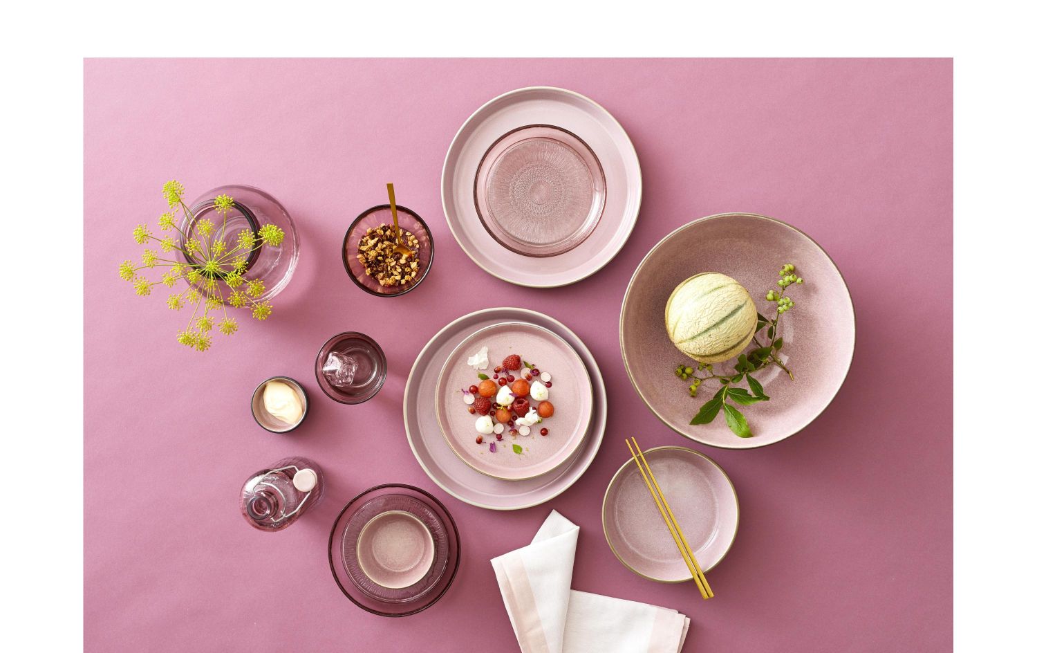 Teller-Set, Geschirr, Pastellrosa, Servierplatte, Obst/Dessert