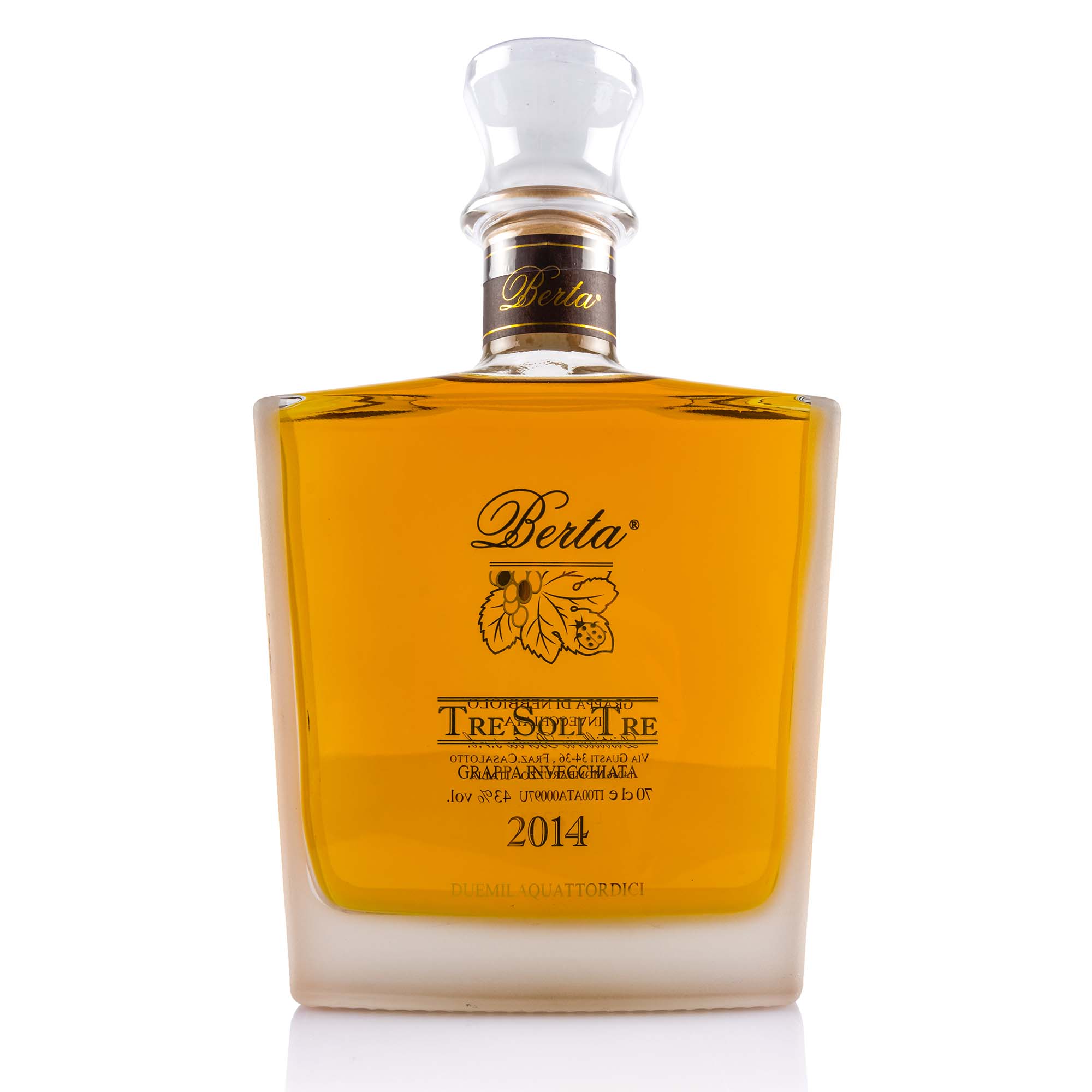 Grappa "Tre Soli Tre" von Berta 43%, 70cl Grappa "Tre Soli Tre" von Berta 43%, 70cl