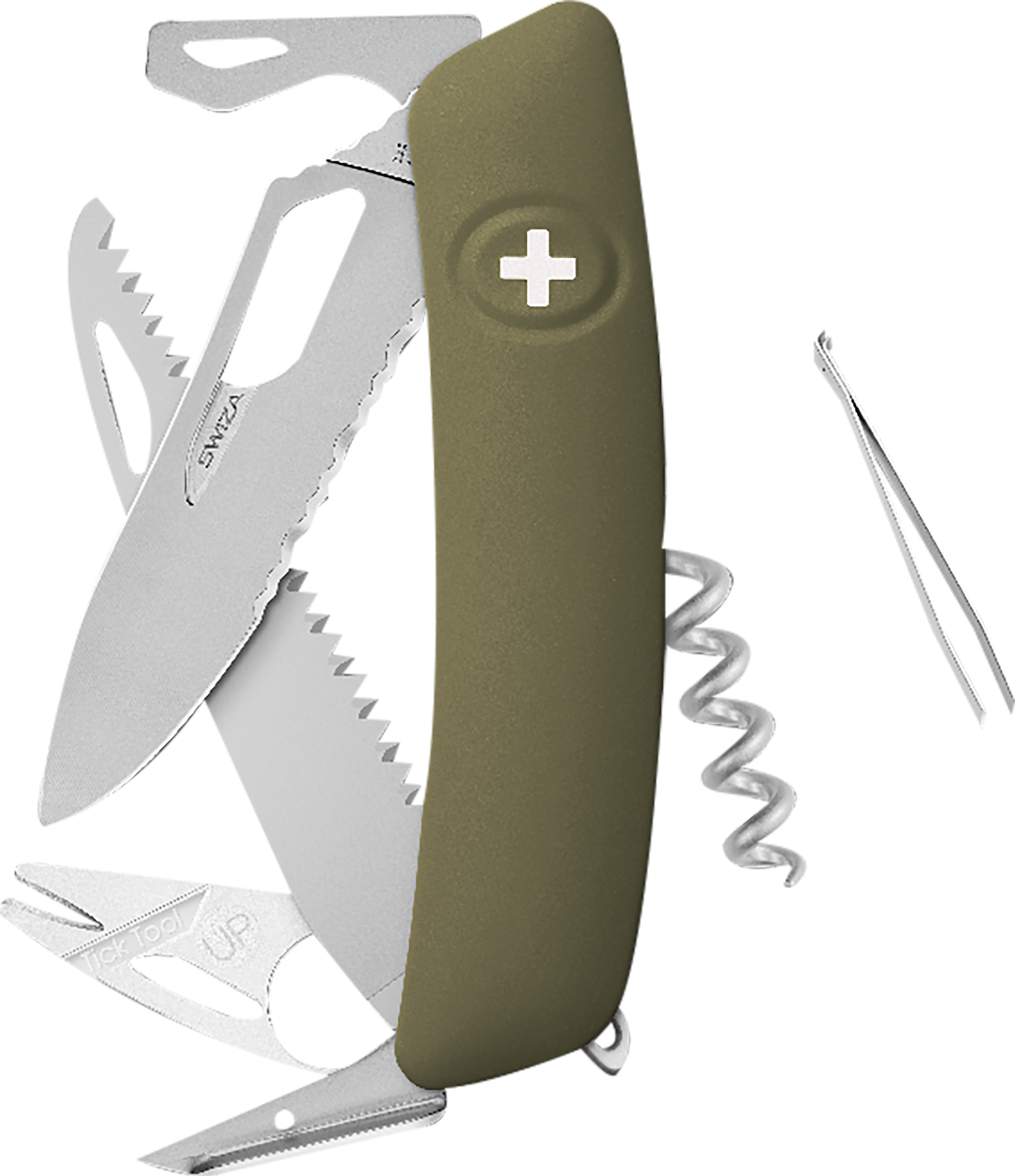 Taschenmesser mit Zeckenentferner Large Olive matt