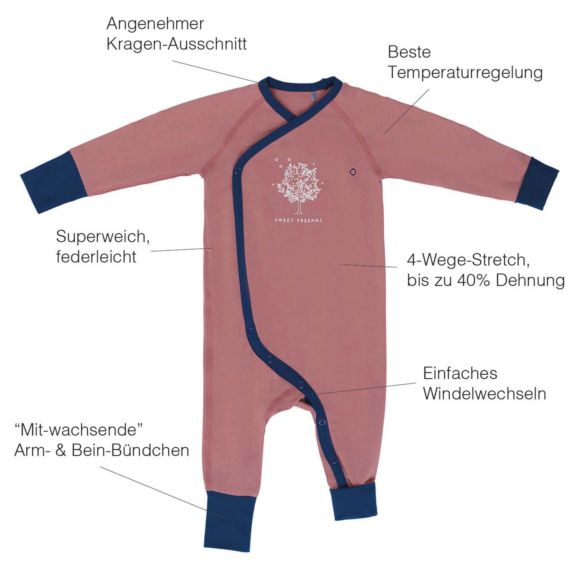 Dagsmejan Baby Schlafanzug Balance, Nattwell ™ Sleep Tech, Sunrise rose