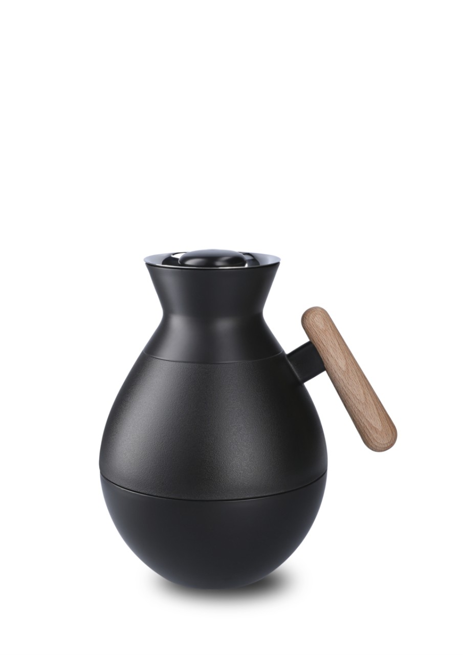 Kaffeekanne, Kessel, Kasserolle, Schwarz, Holzgriff