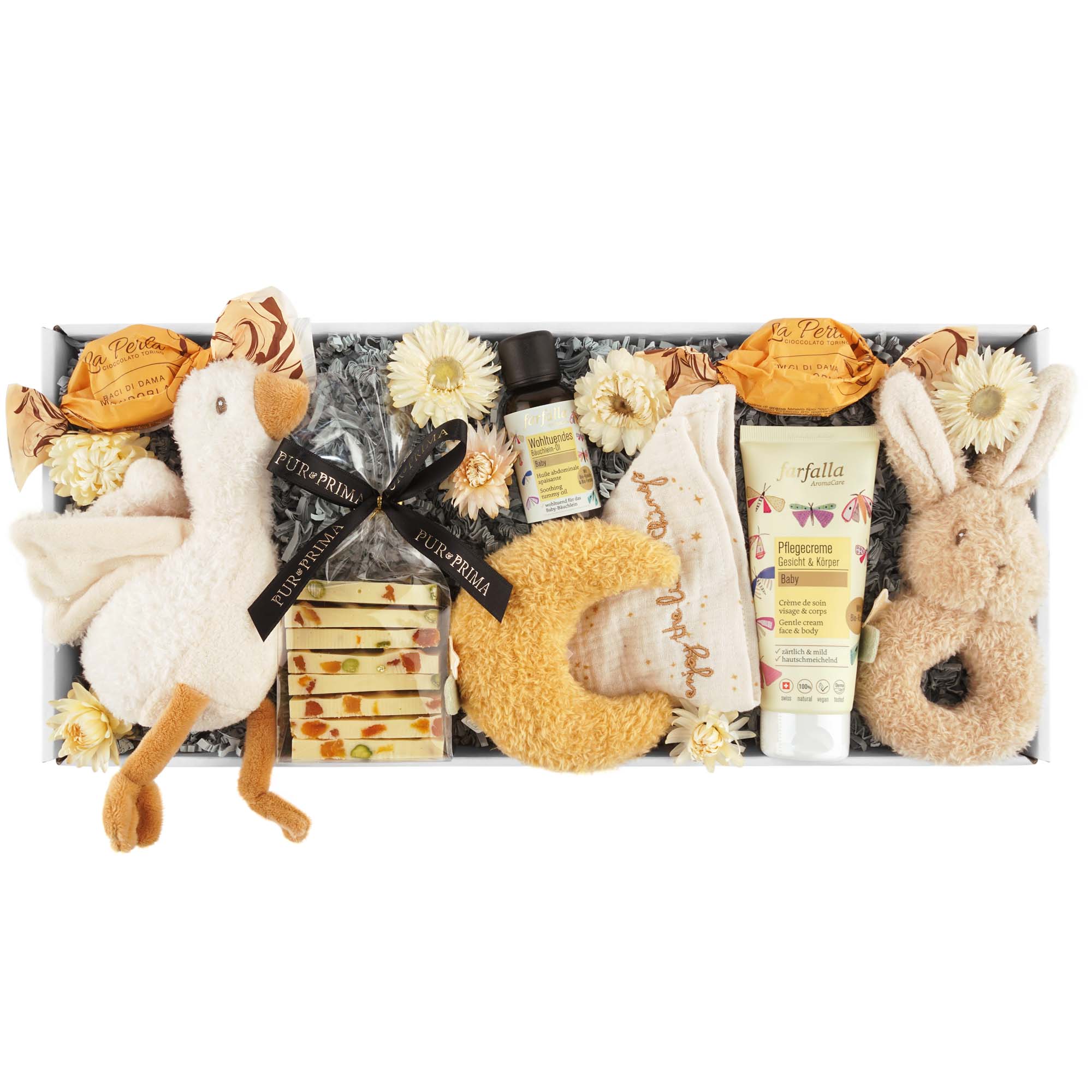 baby, geschenkset, weiche spieltiere, hautpflege, snackbars
