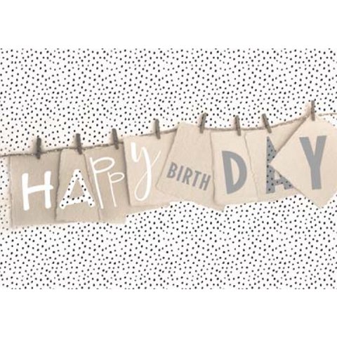 Happy Birthday - Grusskarte mit Wäscheleine