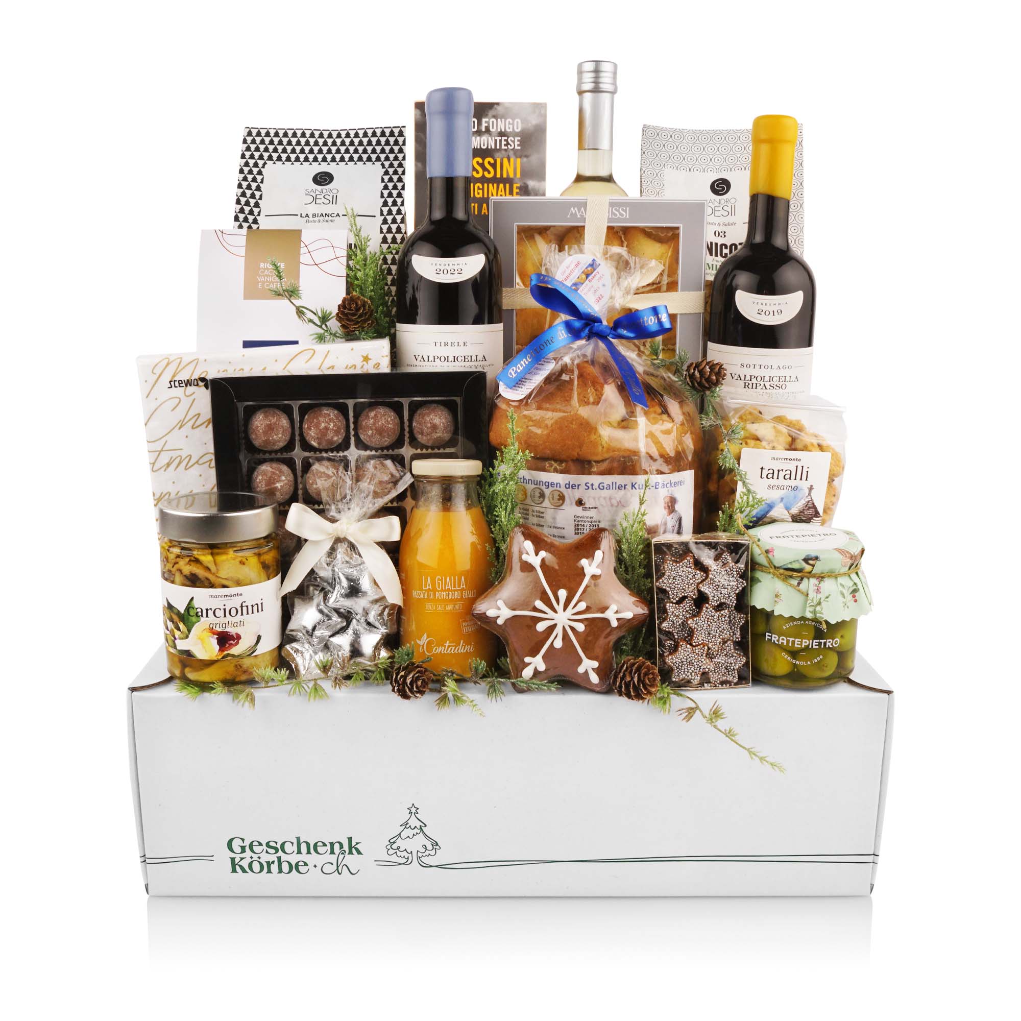 Geschenkkorb Weihnachten "Frohe Festtage" Getränk, Flasche, Schnaps, Wein, Weinflasche