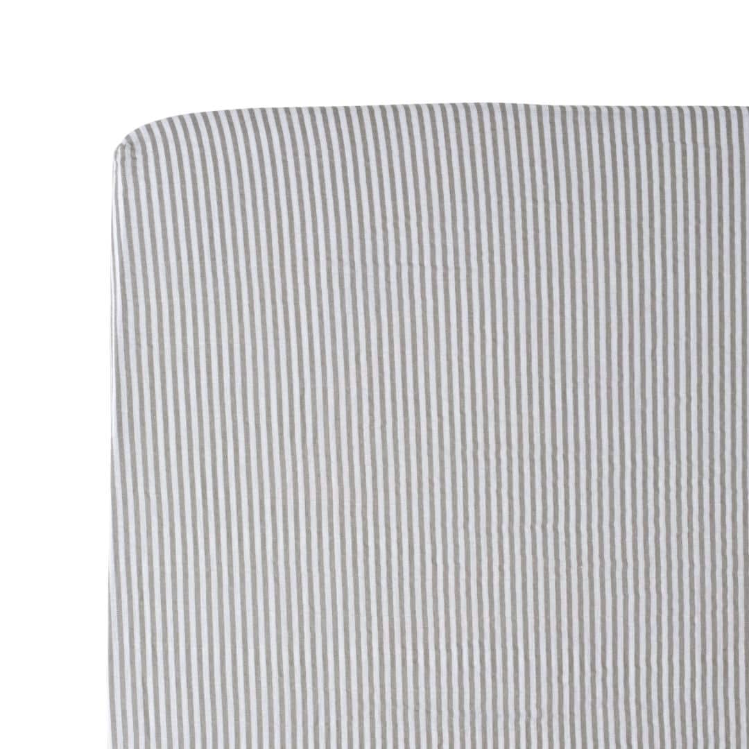 Cotton Muslin Crib Sheet - Grey Stripe