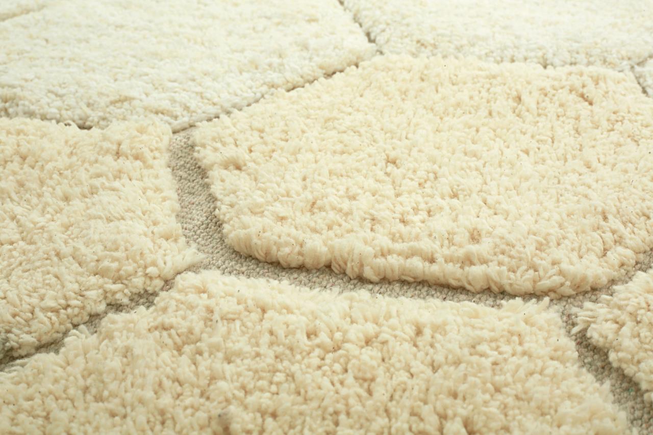 Runder Teppich Honeycomb, Elfenbein/Vanille/Gold