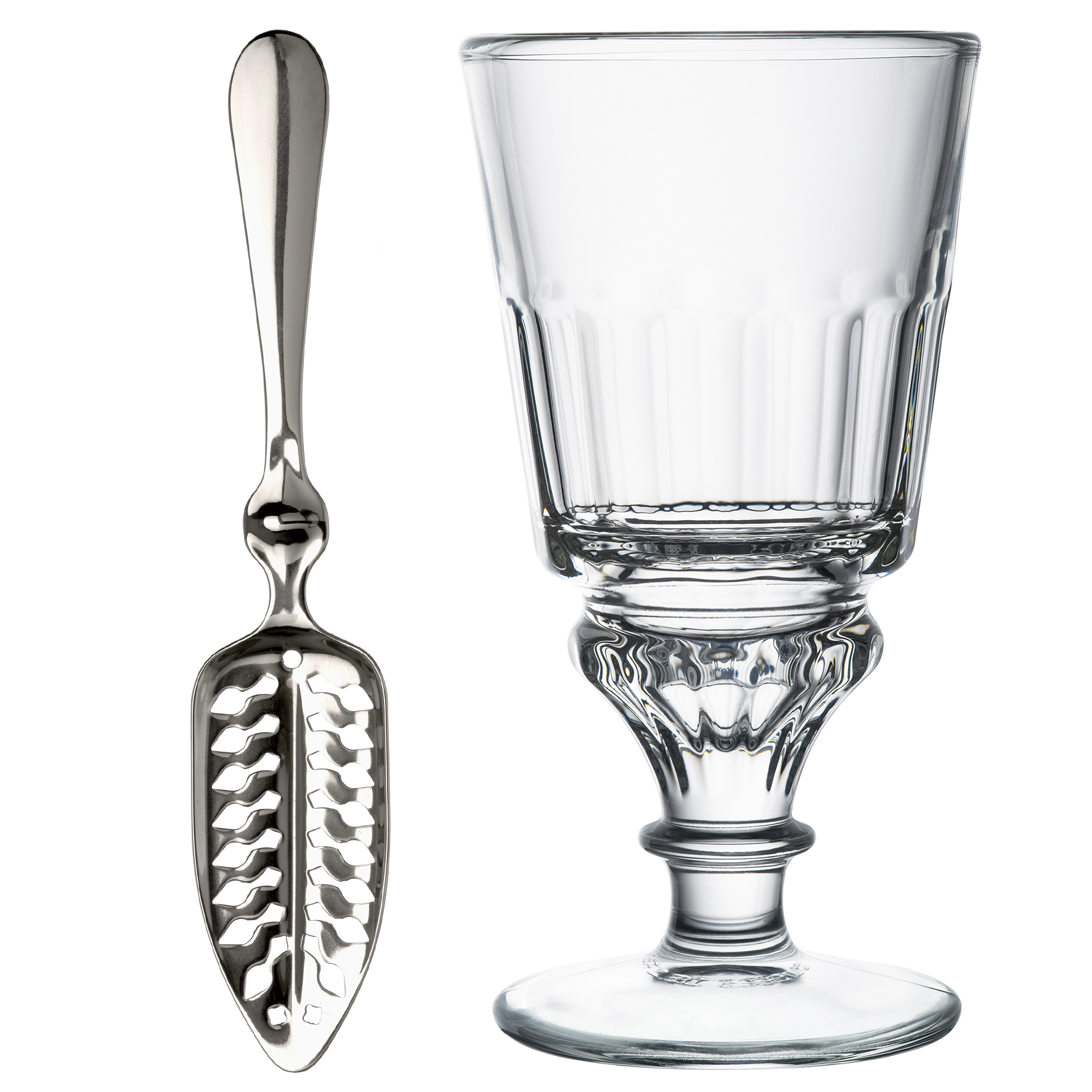 Set Absinth Glas, Besteck, Kelch, Löffel, Rauchrohr