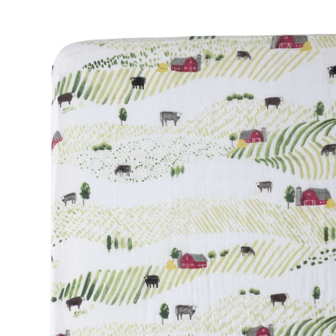 Cotton Muslin Crib Sheet - Rolling Hills