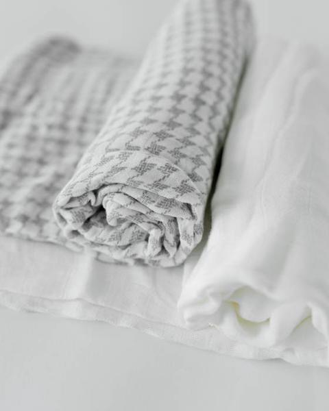 Deluxe Muslin Swaddle 2 Pack - Houndstooth Deluxe Muslin Swaddle 2 Pack - Houndstooth