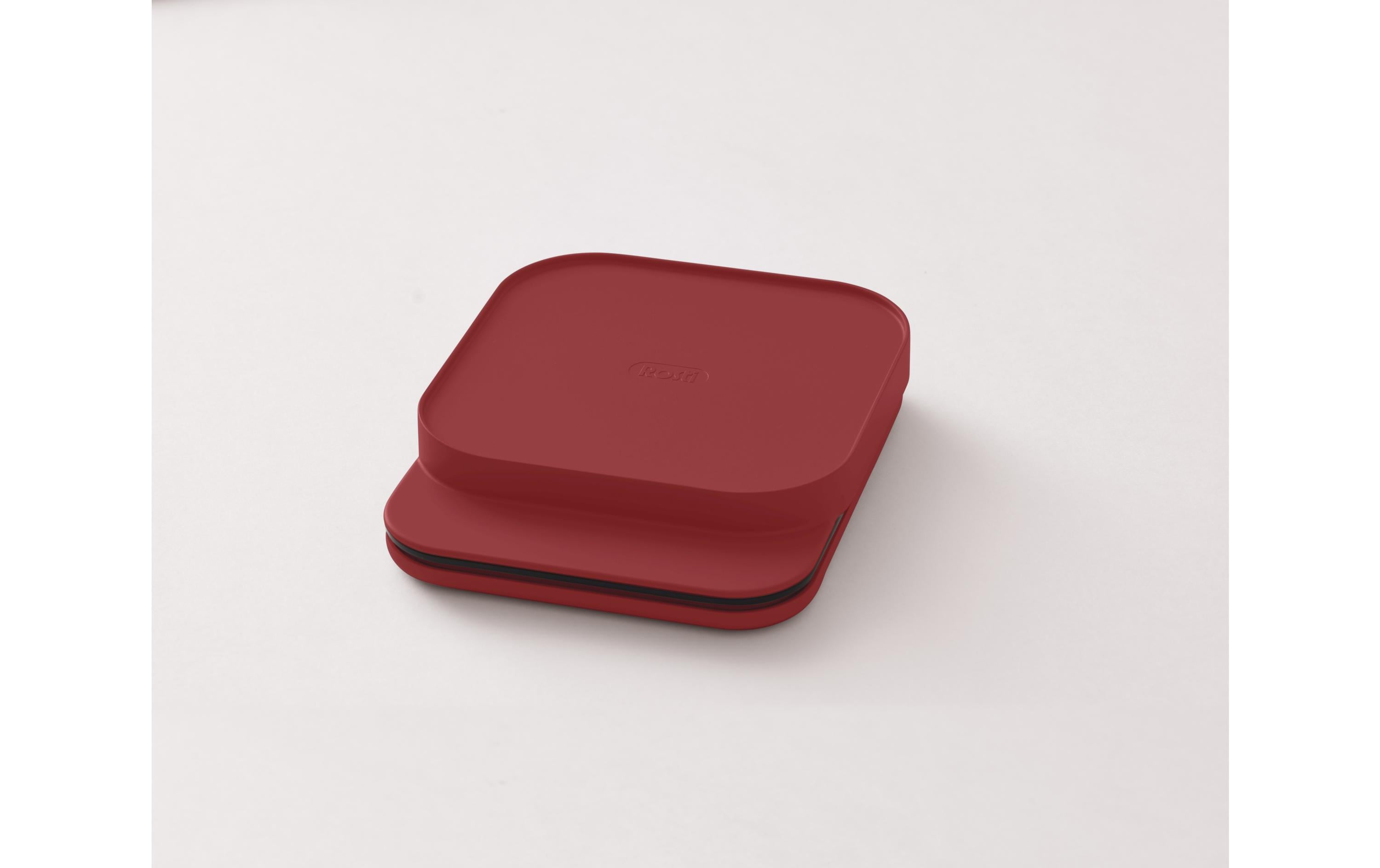 kompakte Hülle, rote Farbe, quadratisch, Deckel, Reißverschlussöffnung