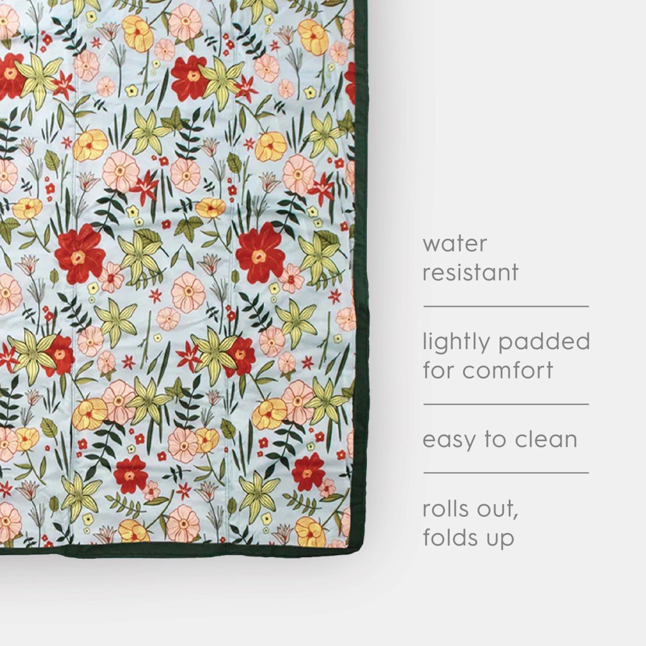 Floral Decke, Wasserdicht, Leicht gepolstert, Leicht zu reinigen, Rollt sich zusammen