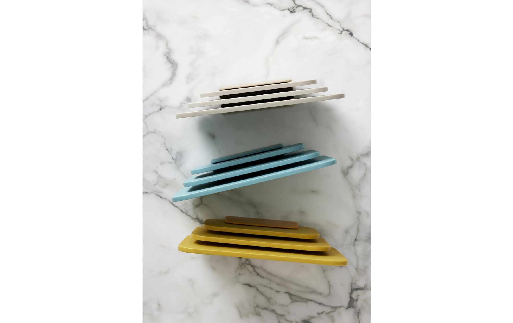  Schneidebretter, Platten, bunte Stapelbrettchen, Küchenzubehör, Ablage-Set