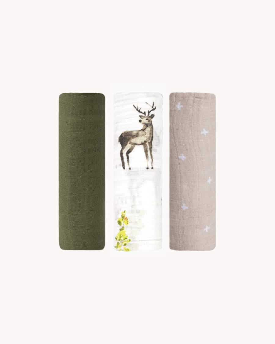 Cotton Muslin Swaddle 3 Pack - Oh Deer! Cotton Muslin Swaddle 3 Pack - Oh Deer!