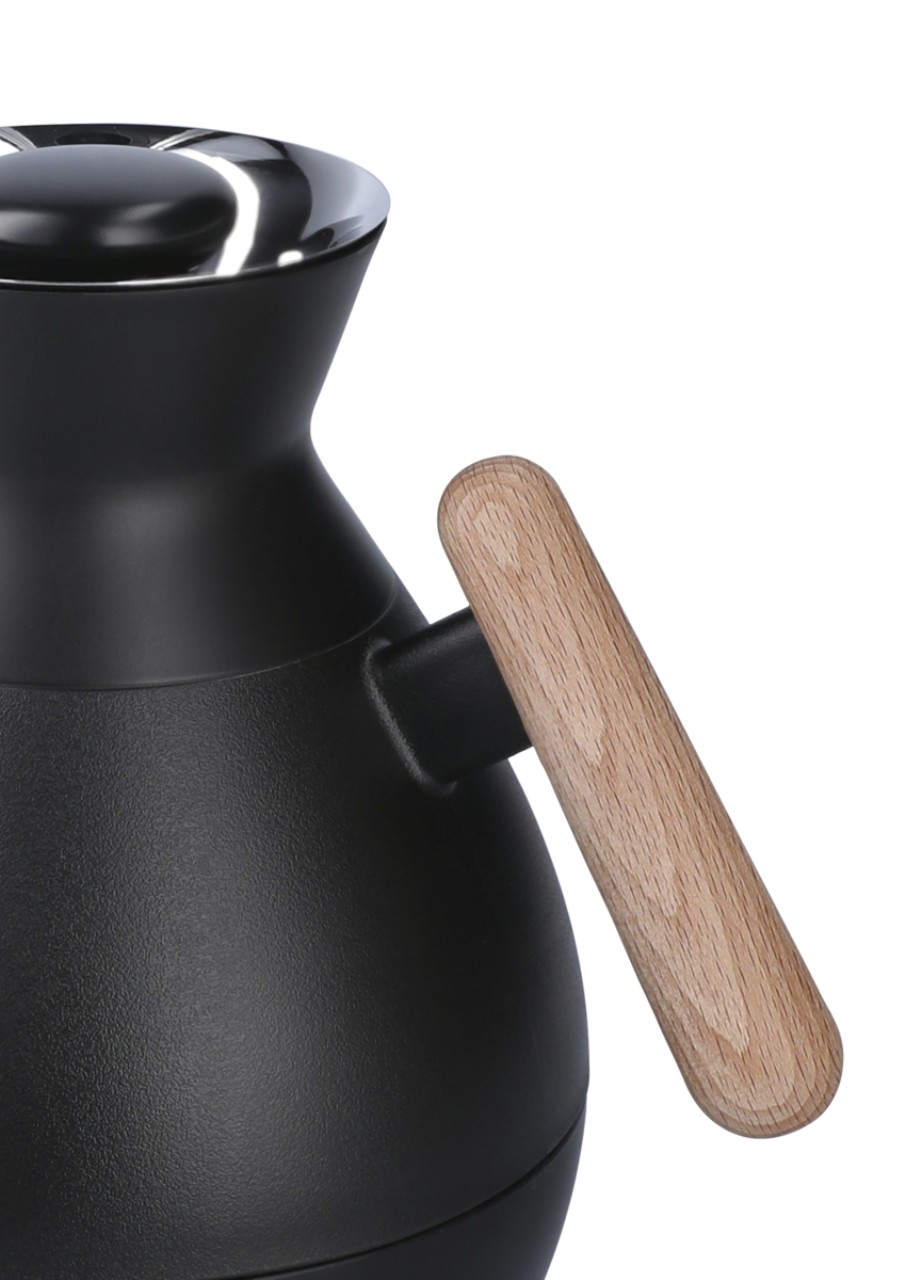 Kaffeekanne, Kessel, Holzgriff, Schwarz, Metall