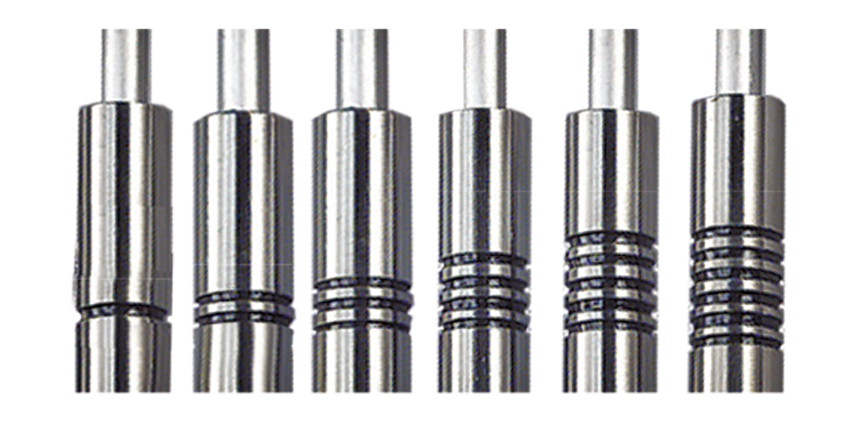 Garnitur 6 Bourguignonnegabeln Inox Ringe schwarz Maschine, Spule, Spirale