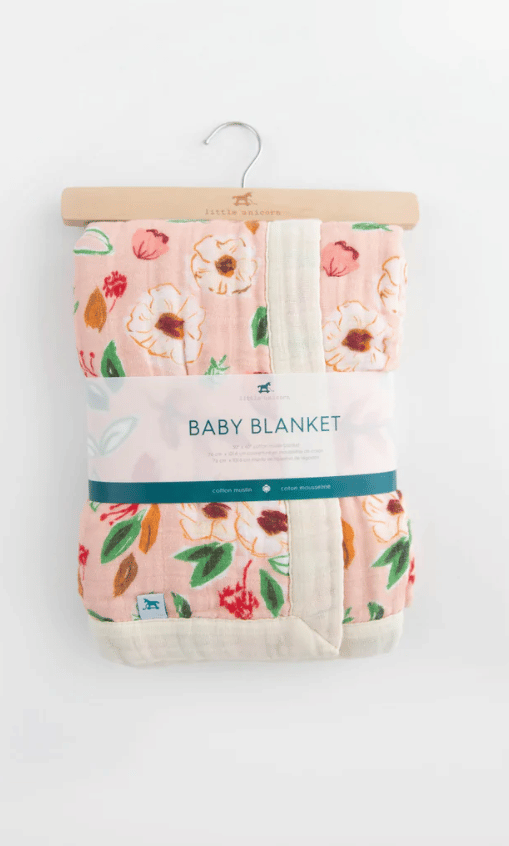 Cotton Muslin Baby Blanket - Vintage Floral