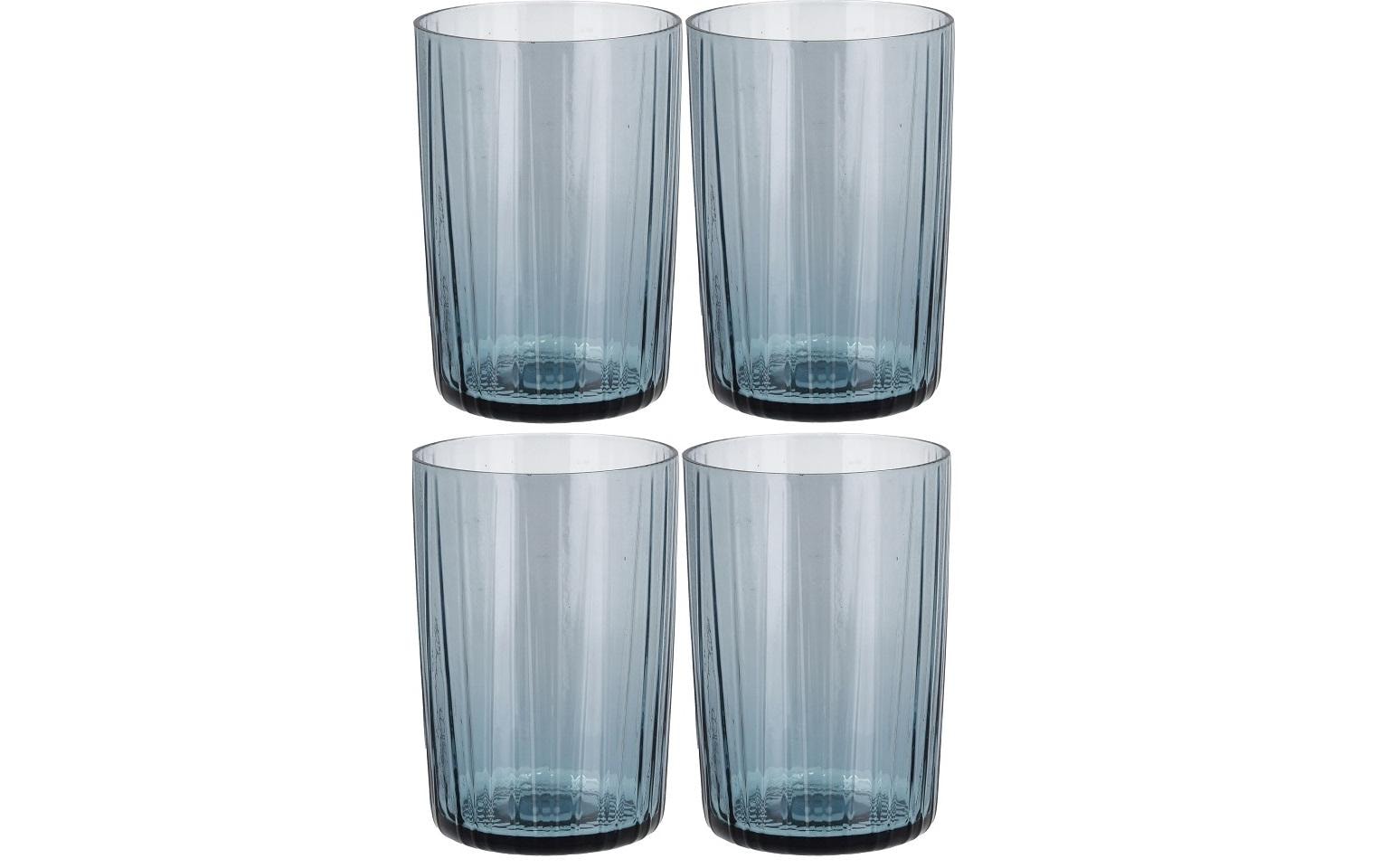 glas, trinkglas, seitlich rand, blau, 4er-set