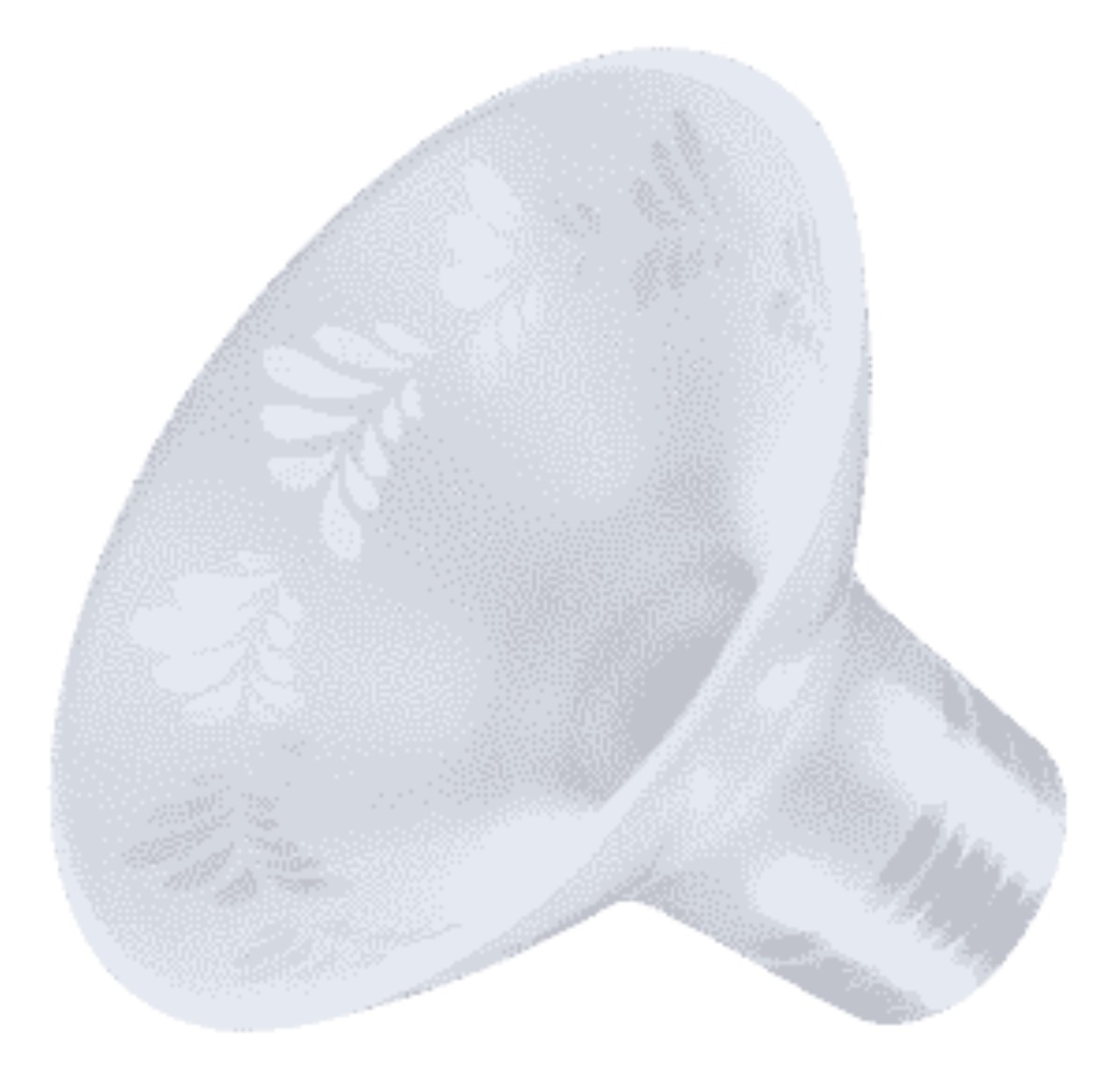 Lampenschirm aus weißer Keramik mit ausgestelltem, schalenförmigem Design und einem dezenten, geprägten Blattmuster auf der Oberfläche.