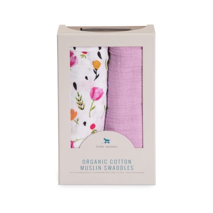 Organic Cotton Muslin Swaddle 2 Pack - Berry & Bloom Organic Cotton Muslin Swaddle 2 Pack - Berry & Bloom