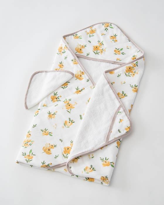 Hooded Towel & Wash Cloth Set -  Yellow Rose