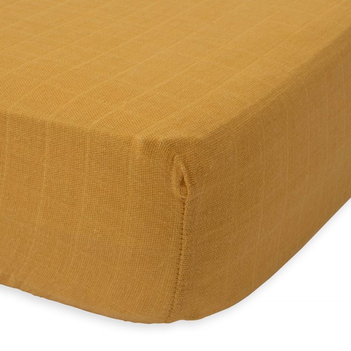 Cotton Muslin Crib Sheet - Mustard