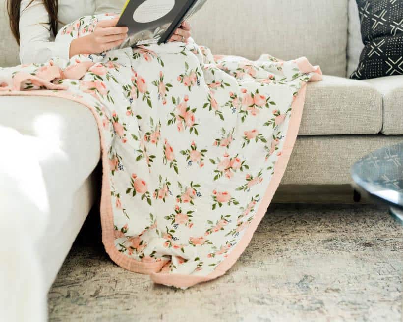 Big Kid Cotton Muslin Quilt - Watercolor Roses
