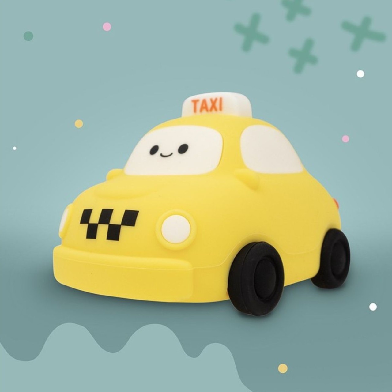Taxi car, Toy car, Yellow, Wheeled, Cartoon