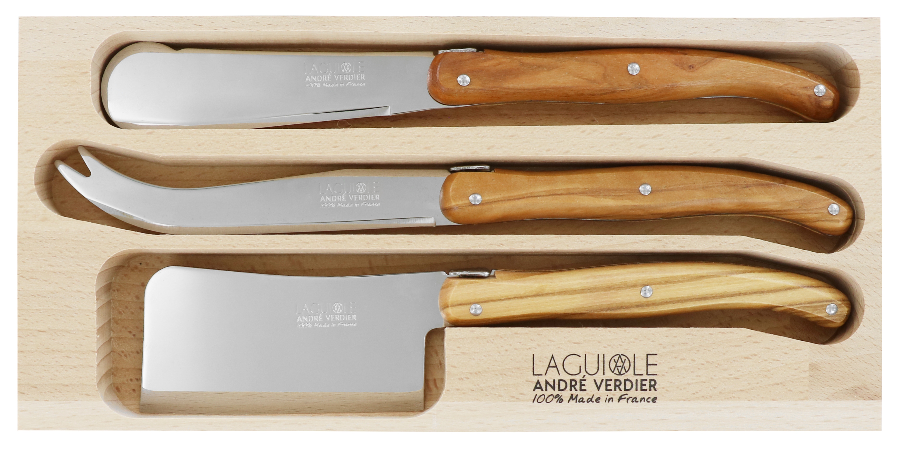 LAGUIOLE 3er Set Käse Olivenholz