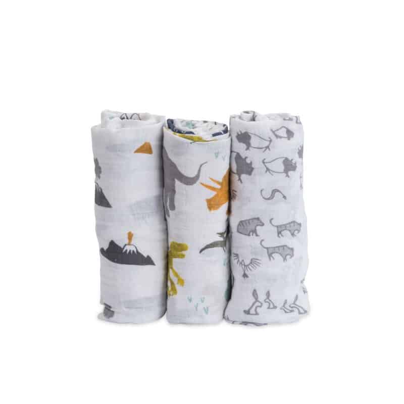 Cotton Muslin Swaddle 3 Pack - Dino Friends Cotton Muslin Swaddle 3 Pack - Dino Friends