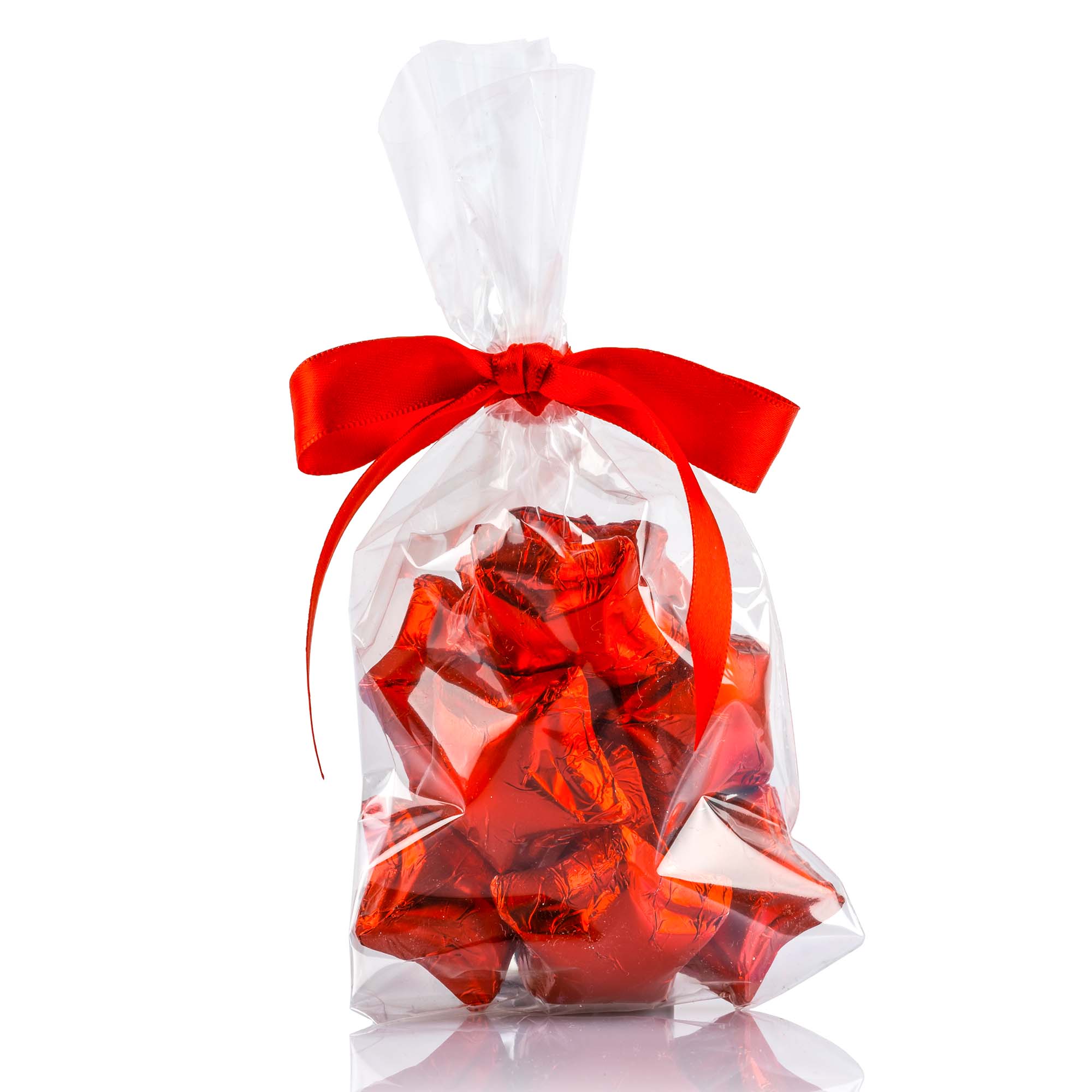 Schokoladensternli gefüllt Rot im Säckli 10 Stk, 110g