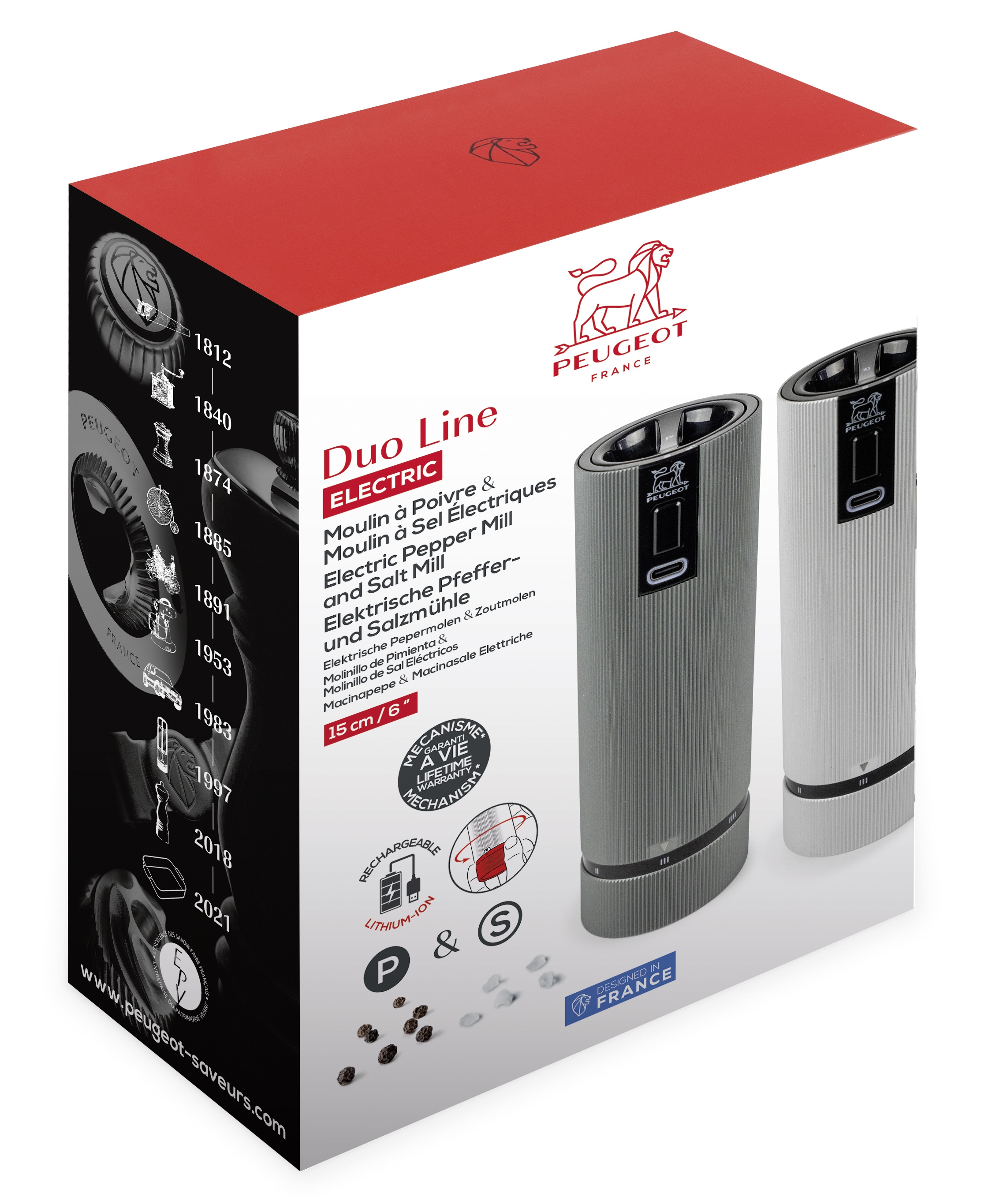 LINE Duo elektrische Pfeffer- und Salzmühle 15 cm Karbon/Aluminum