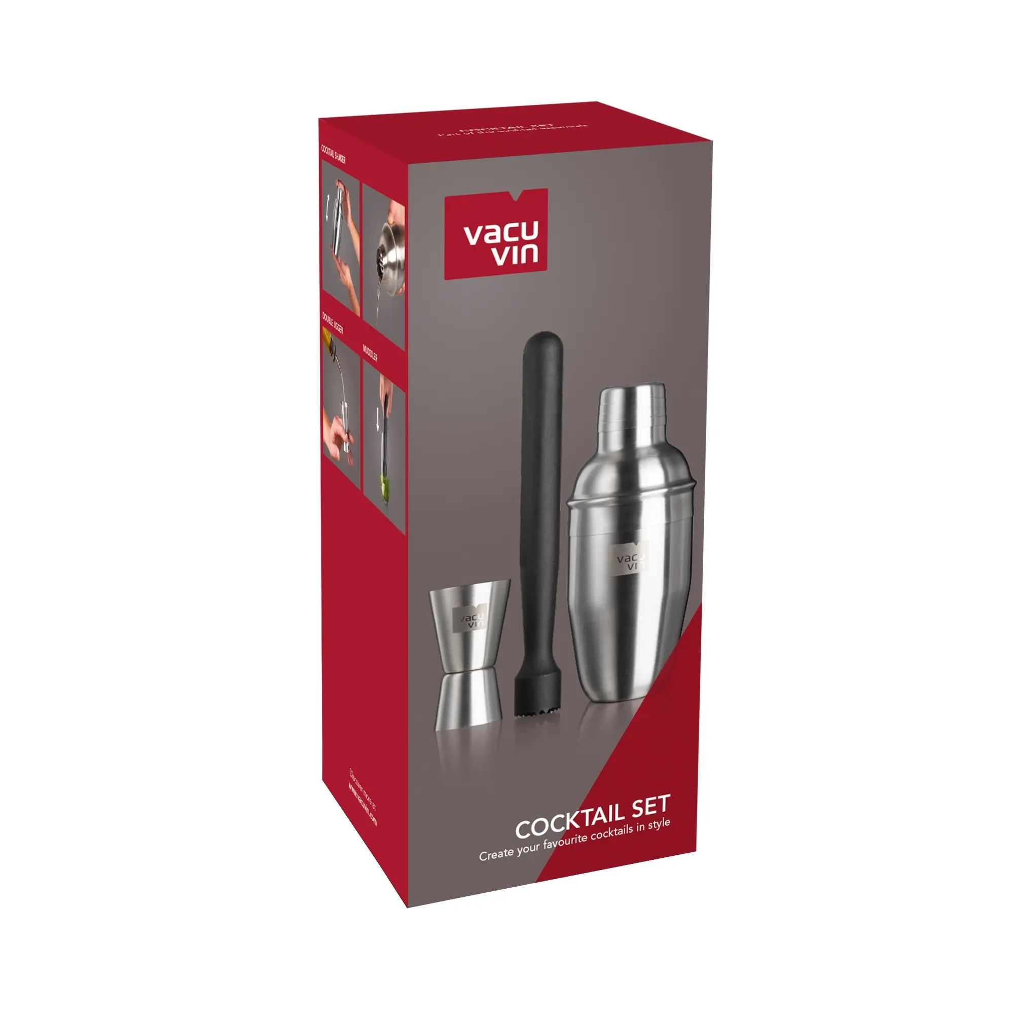Cocktail Set von 3 Stk. (Shaker Doppelmesserbecher Stössel) Flasche, Shaker