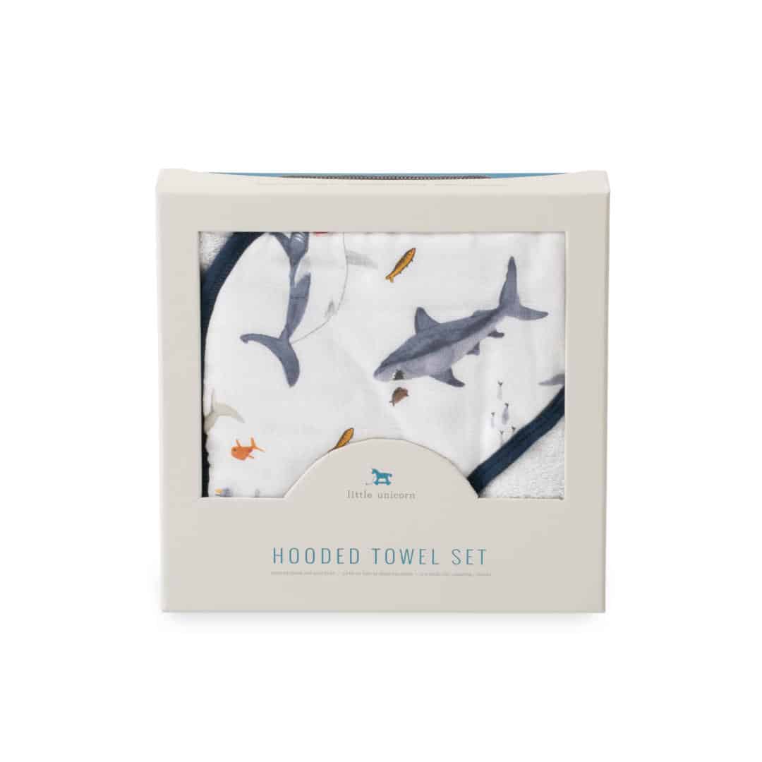 Hooded Towel & Wash Cloth Set -  Shark