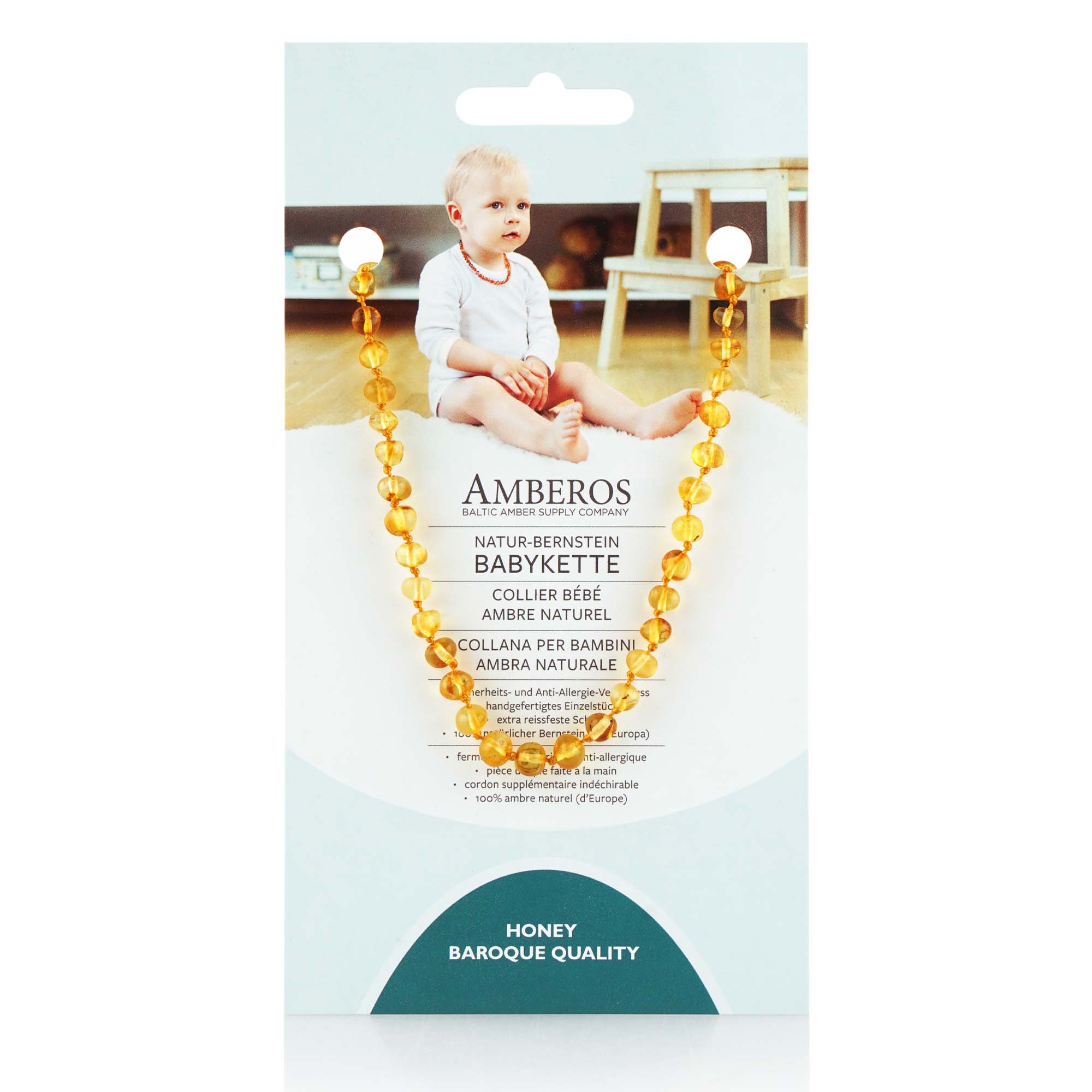 Babykette, Bernstein-Gliederkette, Beads necklace, Amber jewelry, Babykette Natur Bernstein