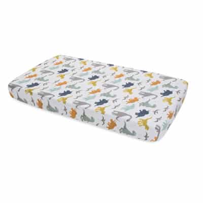 Cotton Muslin Crib Sheet - Dino Friends