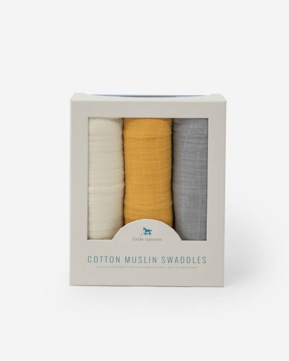 Cotton Muslin Swaddle 3 Pack - Mustard