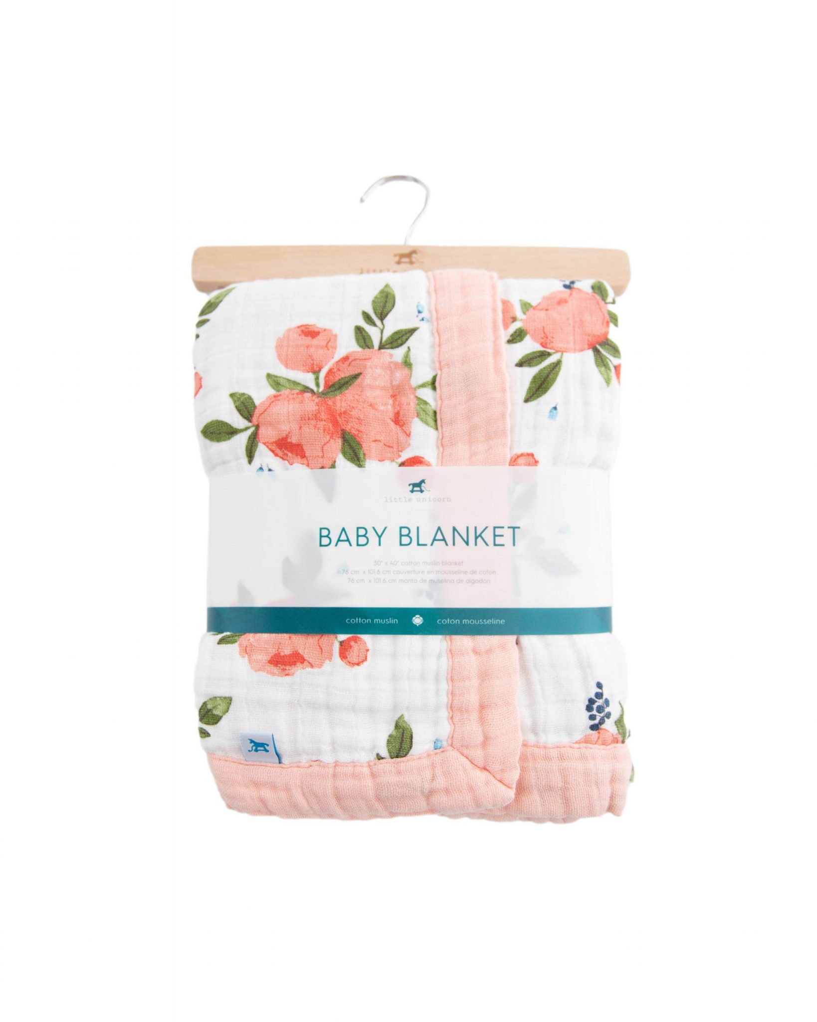Cotton Muslin Baby Blanket - Watercolor Roses