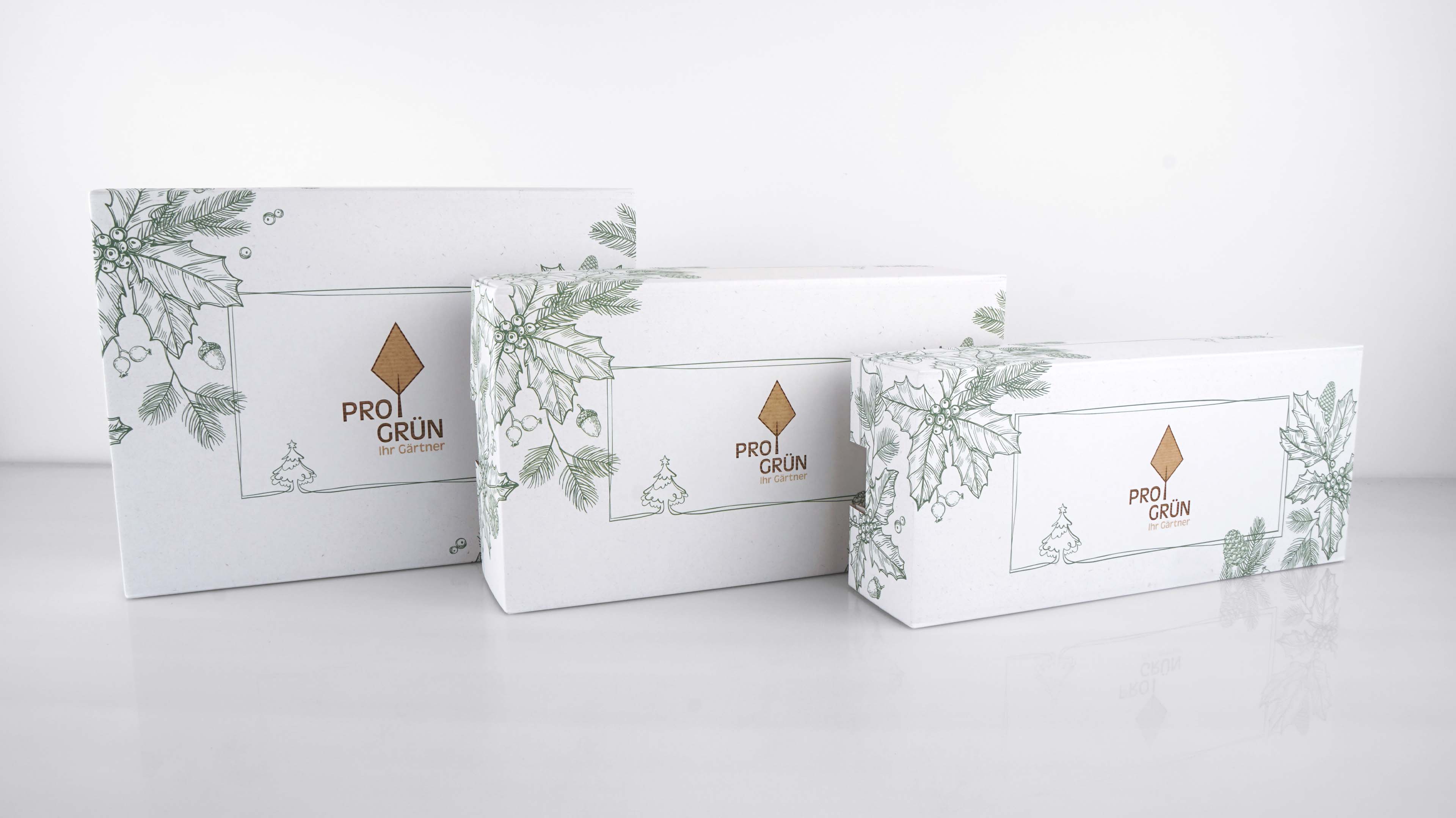 Geschenkverpackung, Weihnachtsdesign, Paketkarton, Holzkohlegrün, Hirn Gärtner