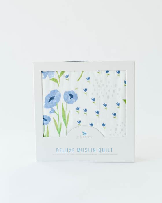 Deluxe Muslin Quilt - Blue Windflower
