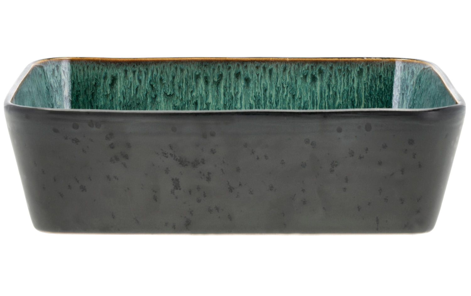 Schale, Blumentopf, Tonware, Keramik, grün/blau grün innen
