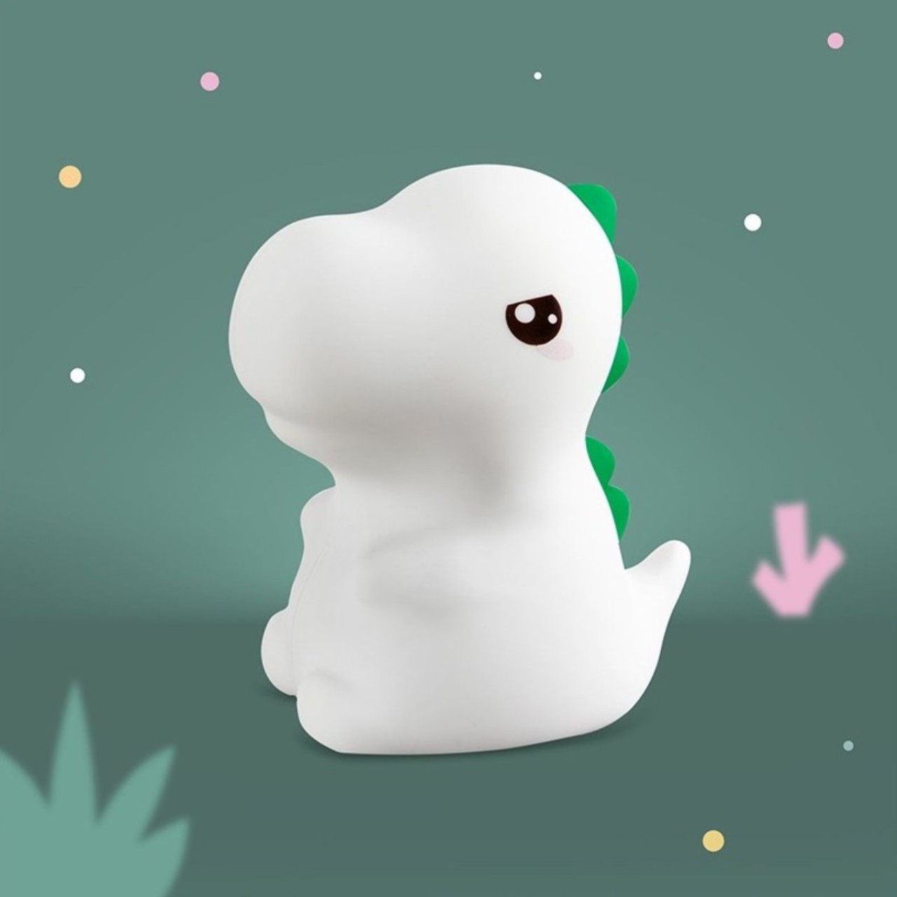 Figur, Dinosaurier Spielzeug, Kleiner Dinosaurier, Weiches Spielzeug, Weiße Figur, Grüne Rückenstacheln