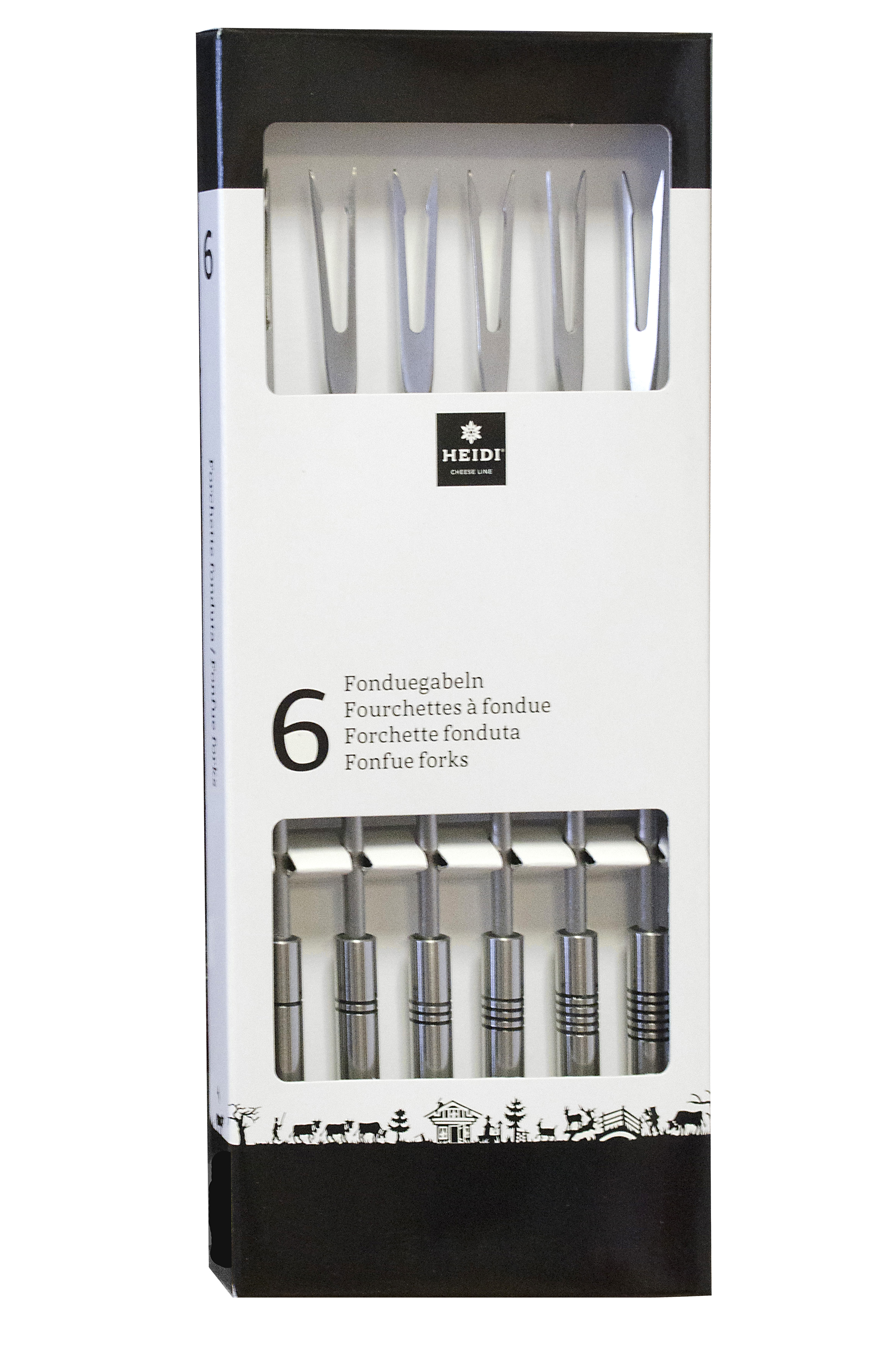 Garnitur 6 Bourguignonnegabeln Inox Ringe schwarz Besteck, Löffel, Gabel