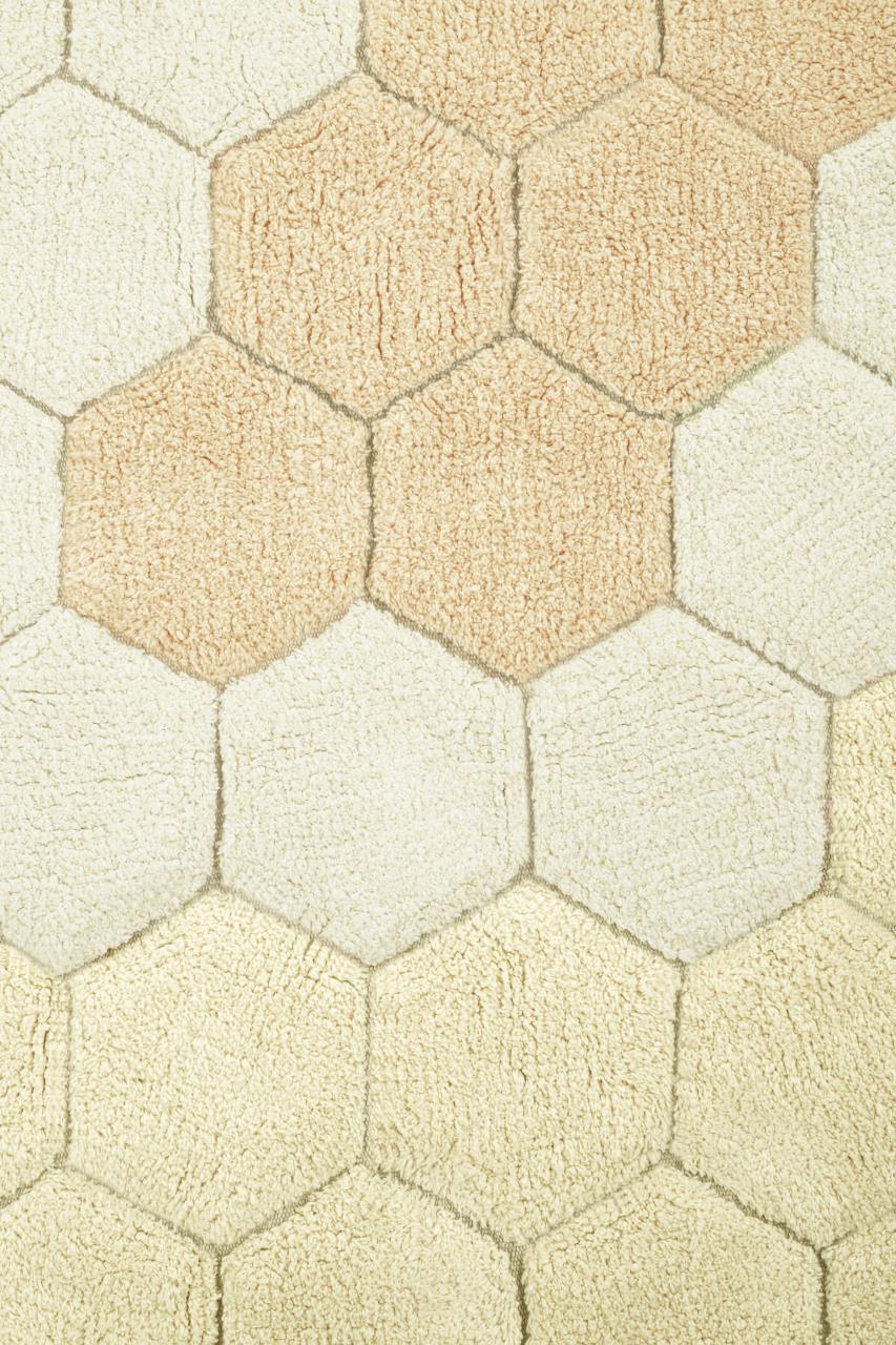 Runder Teppich Honeycomb, Elfenbein/Vanille/Gold