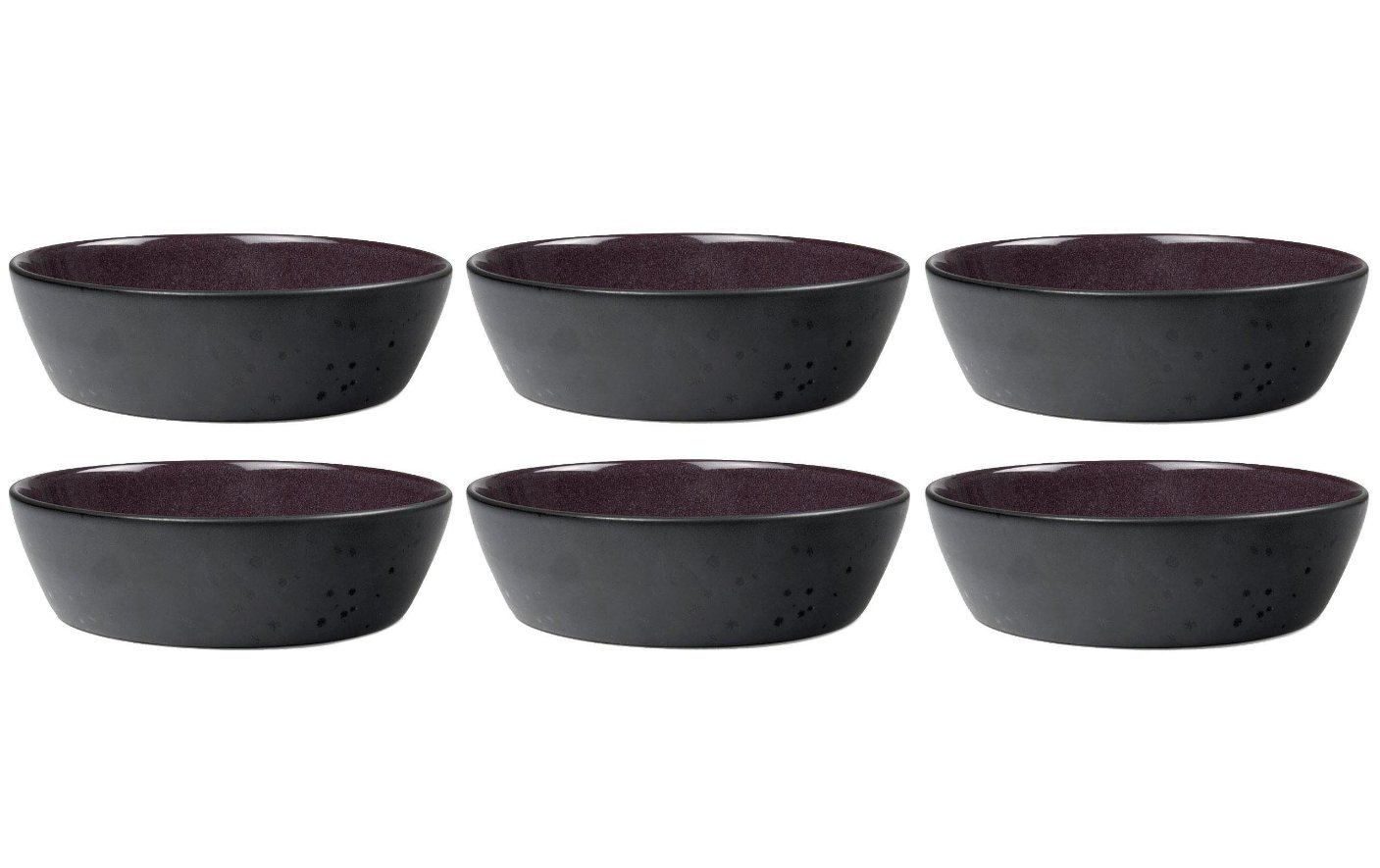 Schale, Schalen-Set, Porzellan, Dunkelgrau, Lila Innenfarbe