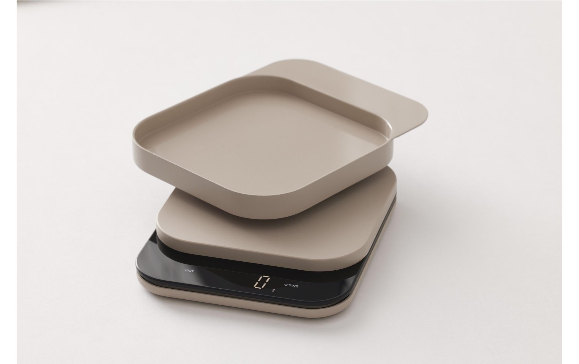 digitalewaage, küchenwaage, neutralesbeige, glattequadrat, digitaleanzeige