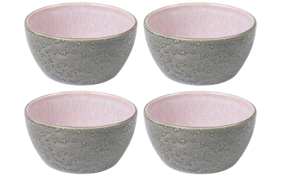 Schüssel, Schalen, Porzellan, Grau, Rosa innen