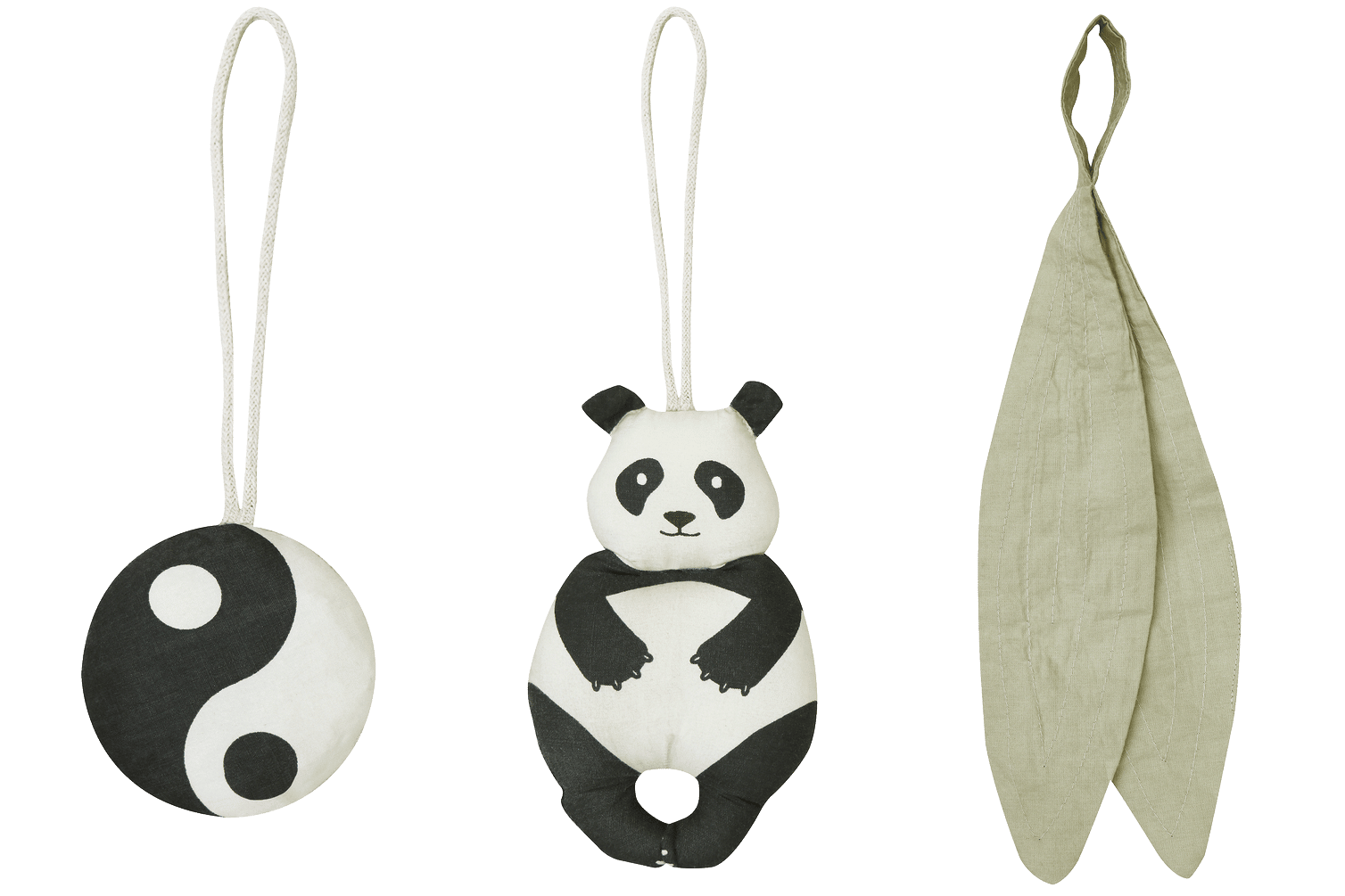 Set of 3 rattle toy hangers - Panda