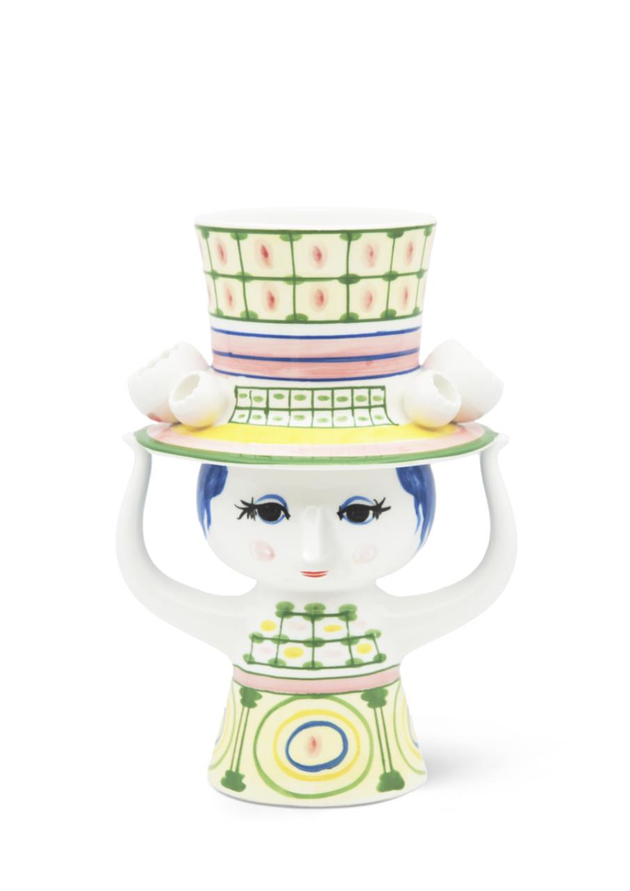 Lady with hat Vase Pokal, Porzellan, Töpferei, Klebeband, Gesicht