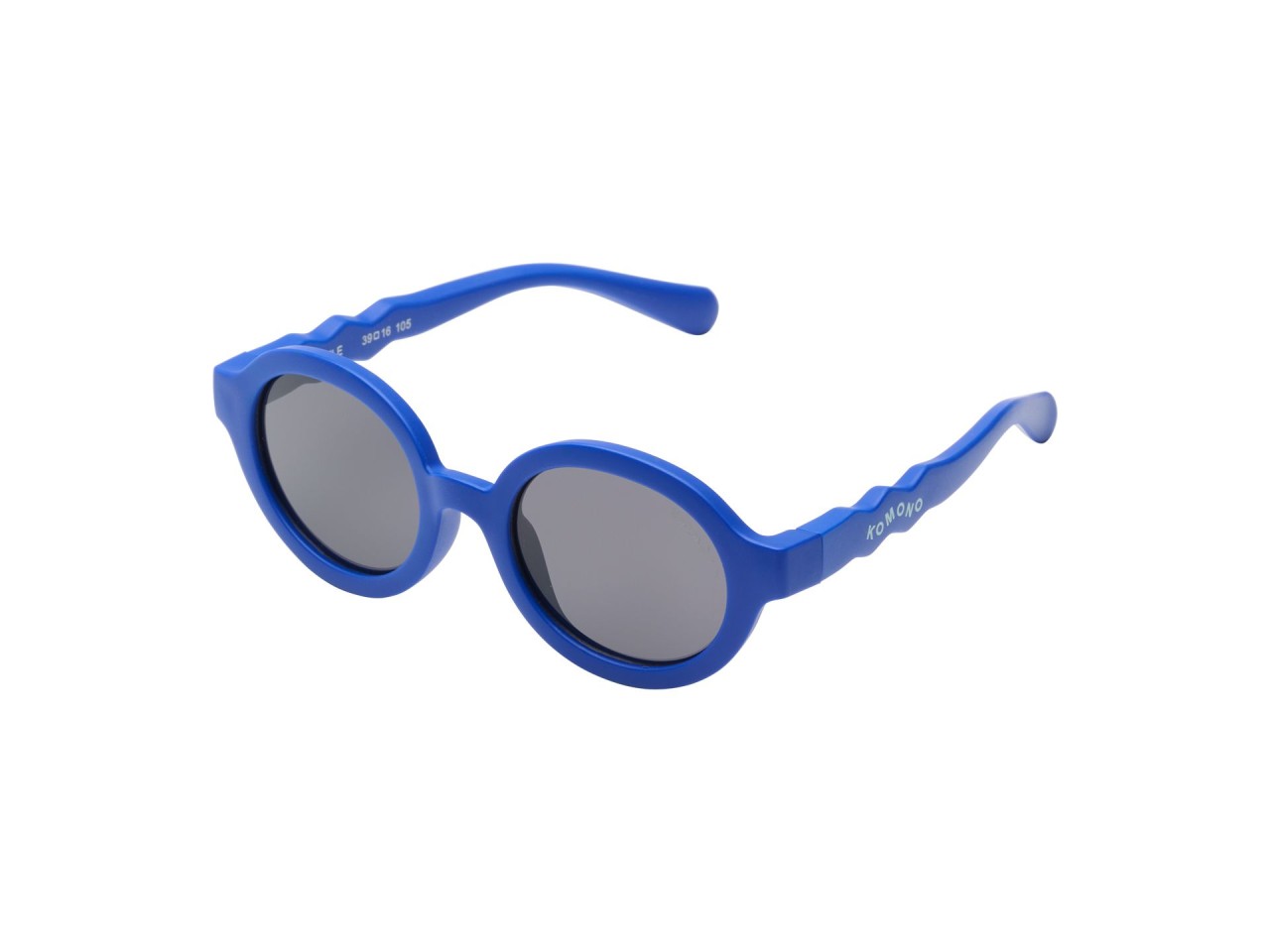 Sonnenbrille, runde Form, blaue Farbe, graue Gläser, Kunststoffrahmen