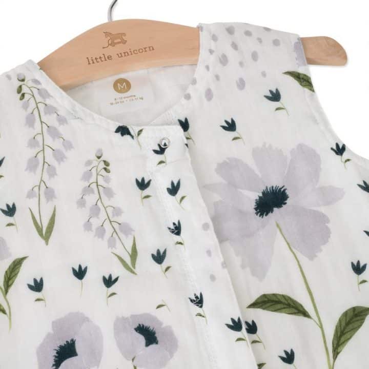 Cotton Muslin Sleeping Bag Gr. M - Blue Windflower Cotton Muslin Sleeping Bag Gr. M - Blue Windflower